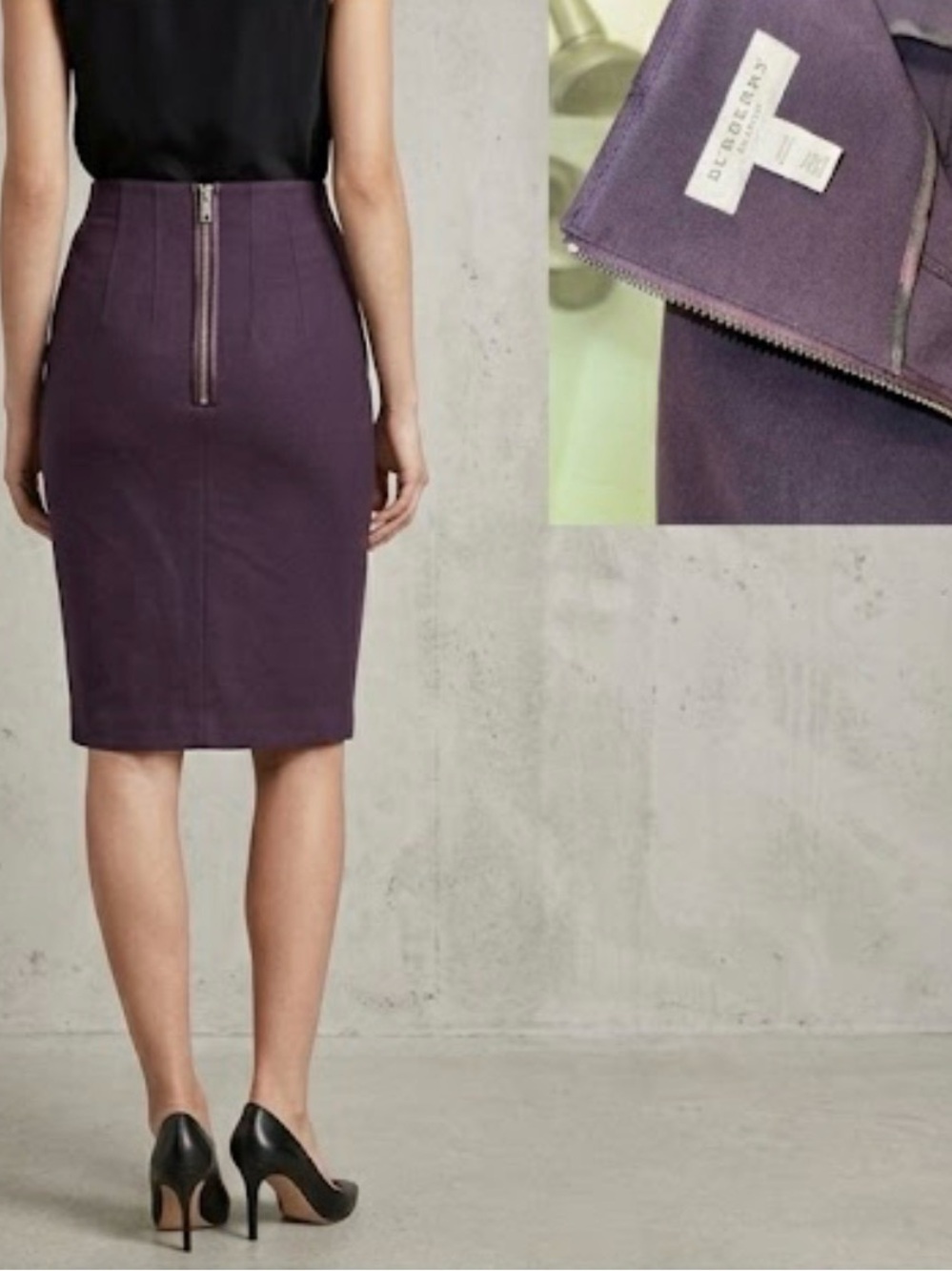 Burberry Purple Pencil Skirt